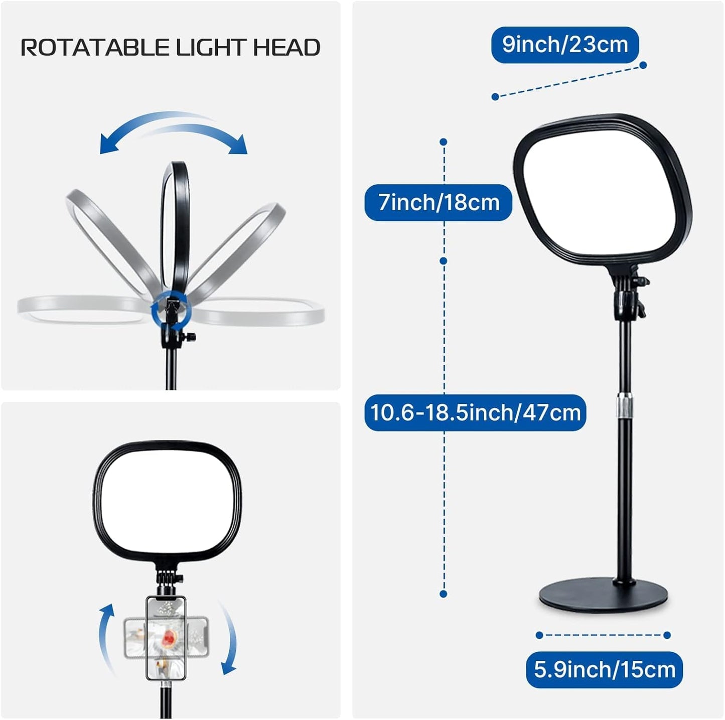 Cason Slab Key Light for Video Shooting YouTube, Tripod Stand with Light Five Color Temperatures 3200K-5600K, Adjustable Brightness 1455 Lumens, CRI 95+ with Extendable Stand for Content Creation.