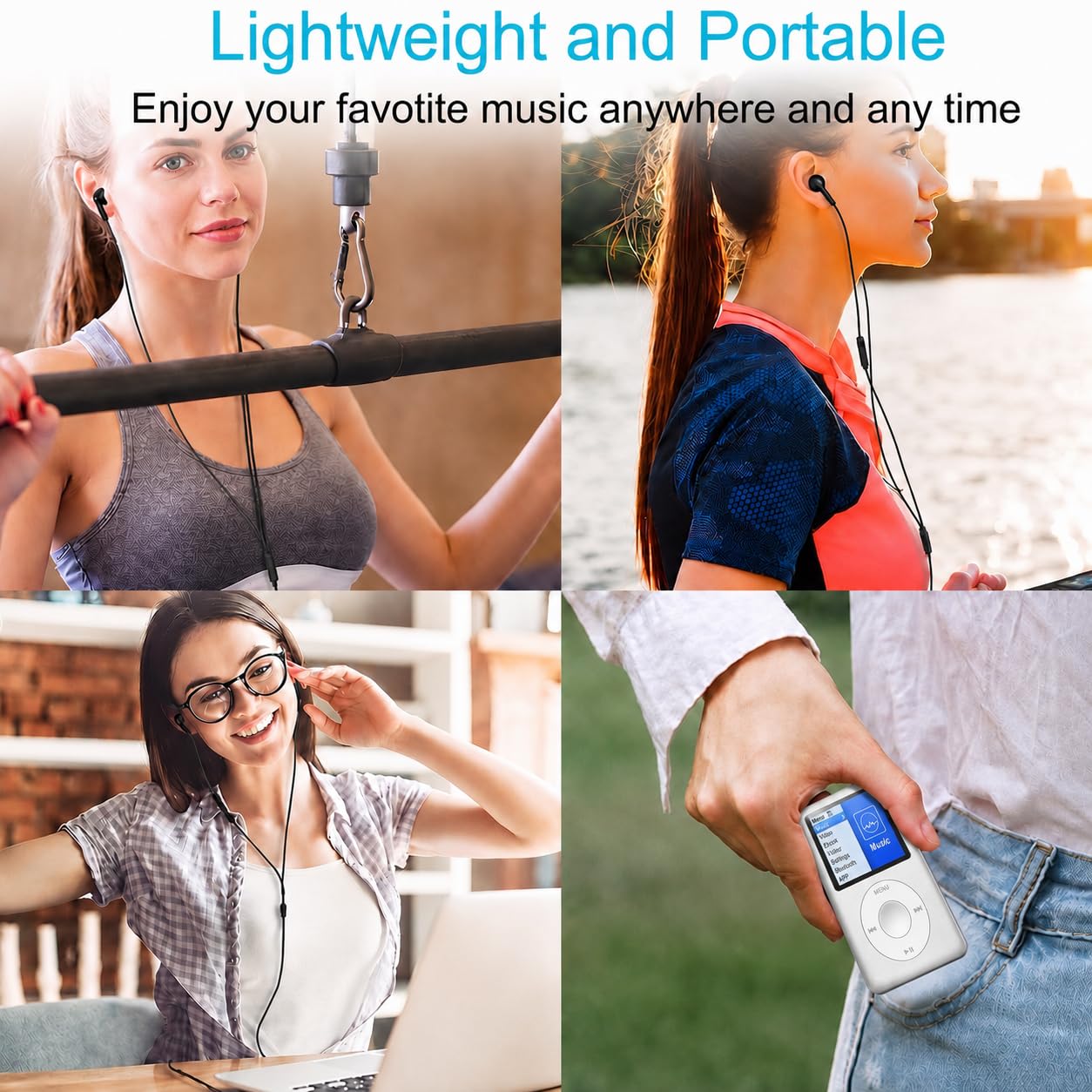 Cason 16GB Mini MP3 Music Player with Bluetooth & Voice Control Earphones, Video Playback,Pocket-Sized MP3 Player for Music,Voice Recording,FM Radio,E-Book Reader -Expanded Up to 128GB