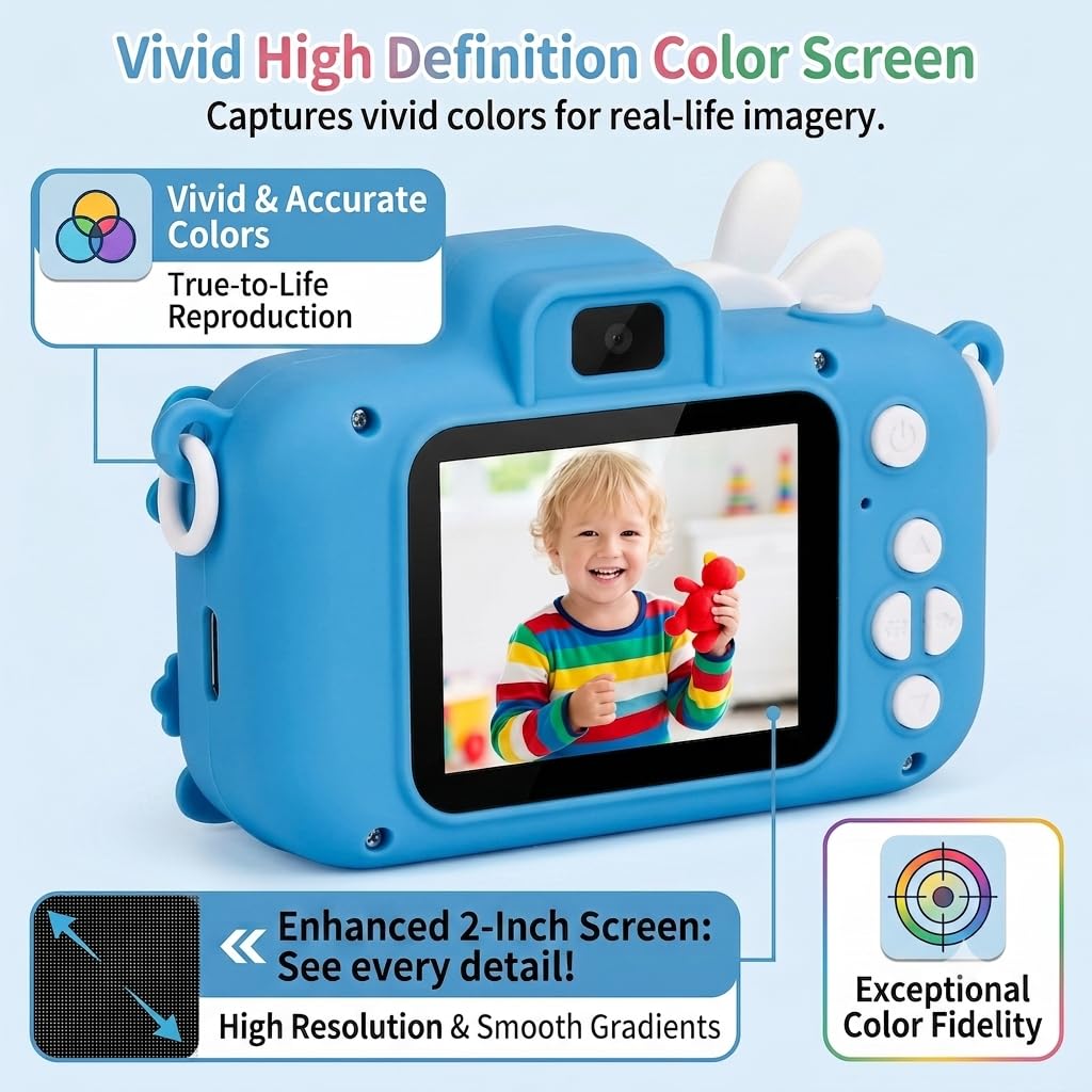 Cason Mini Digital Camera for Kids1080P HD,Camera with Dual Cameras,Rechargeable with SD Card, Real Toy Camera with Games,Birthday Gift for Kids for 5-12 Years Kid