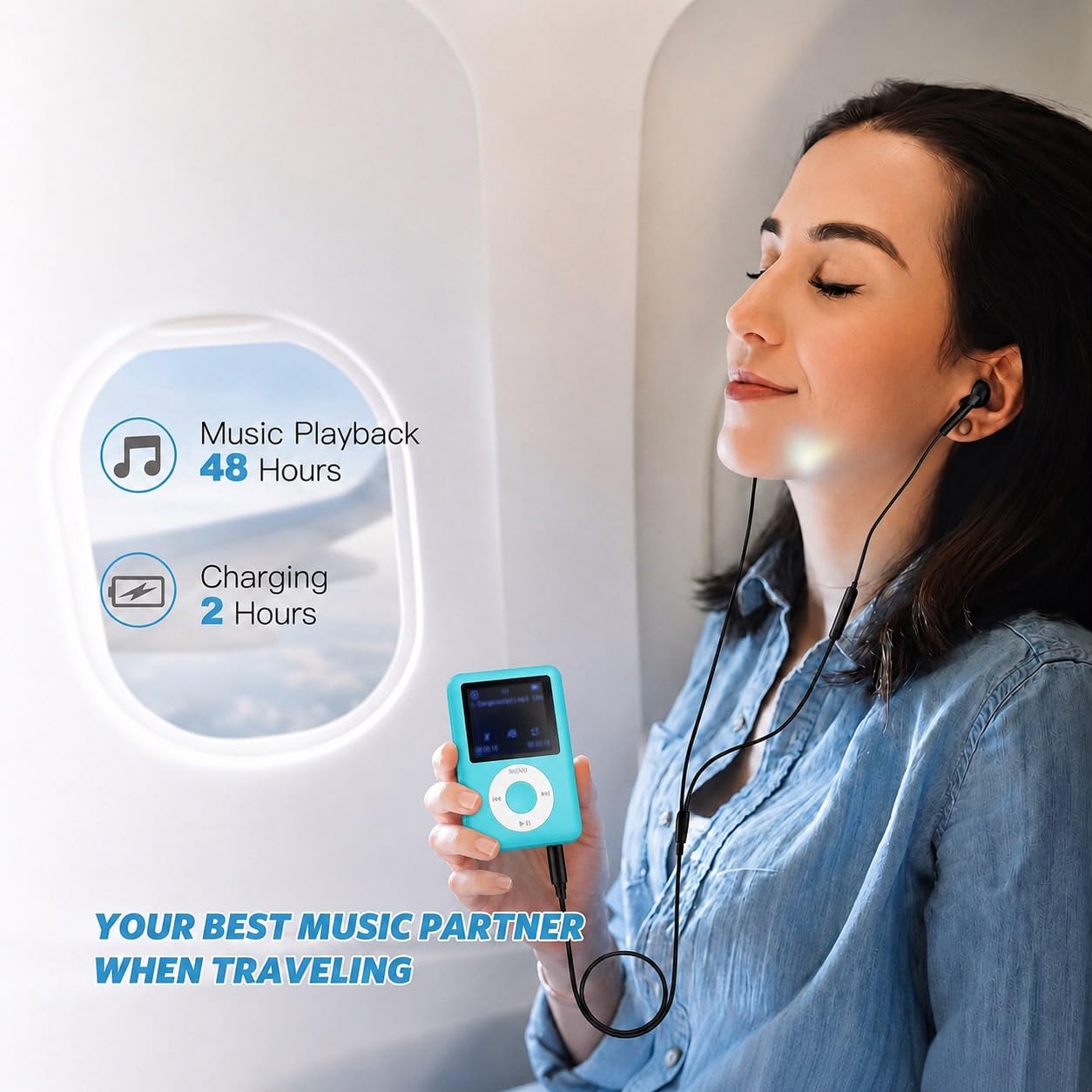 Cason 16GB Mini MP3 Music Player with Bluetooth & Voice Control Earphones, Video Playback,Pocket-Sized MP3 Player for Music,Voice Recording,FM Radio,E-Book Reader -Expanded Up to 128GB
