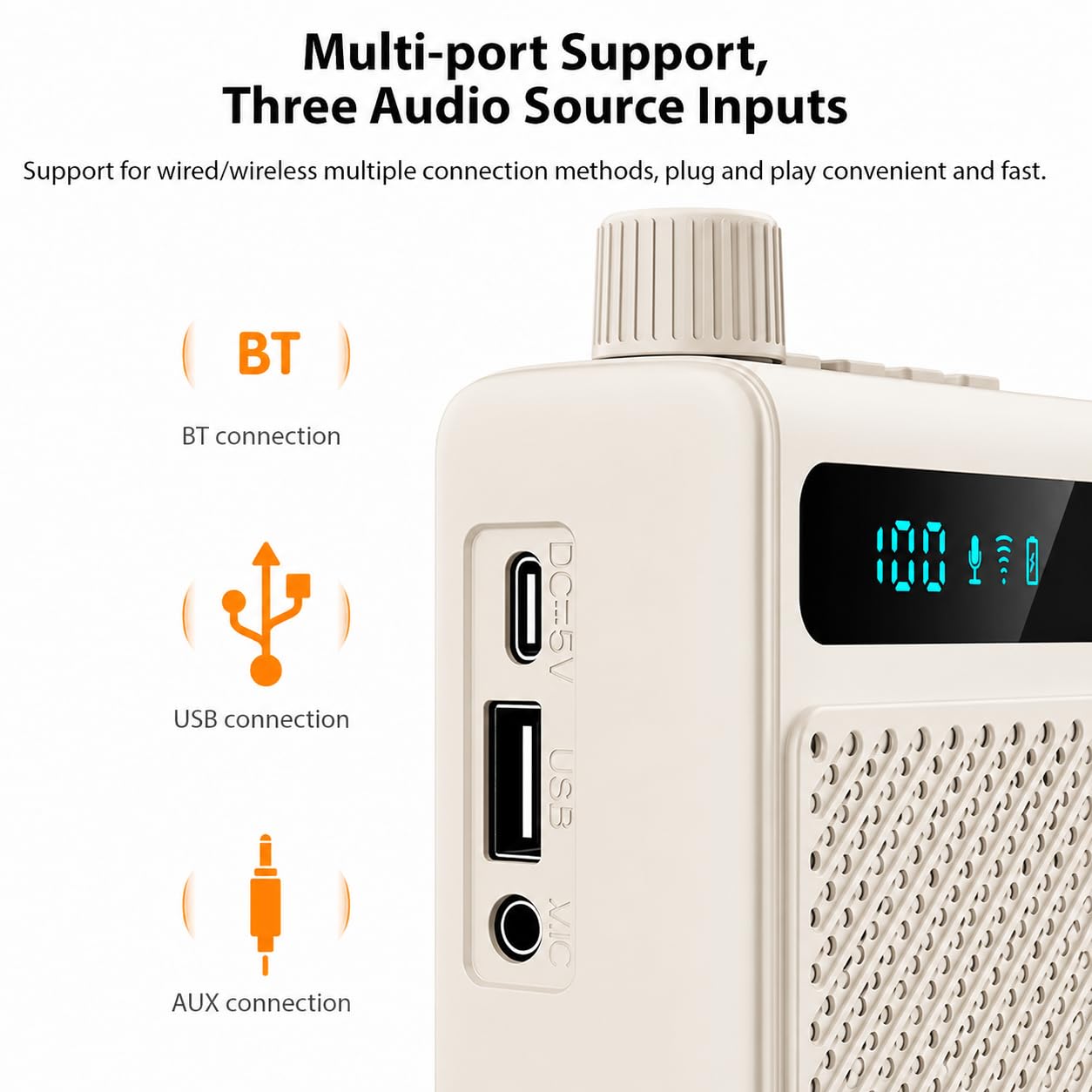 Cason Wireless Voice Amplifier for Teachers with Mic for Teaching & Speaker | Teachers Mic with Speaker Wireless for Classroom,Rechargeable Voice Amplifier with Collar Mic for Schools,Tour Guide