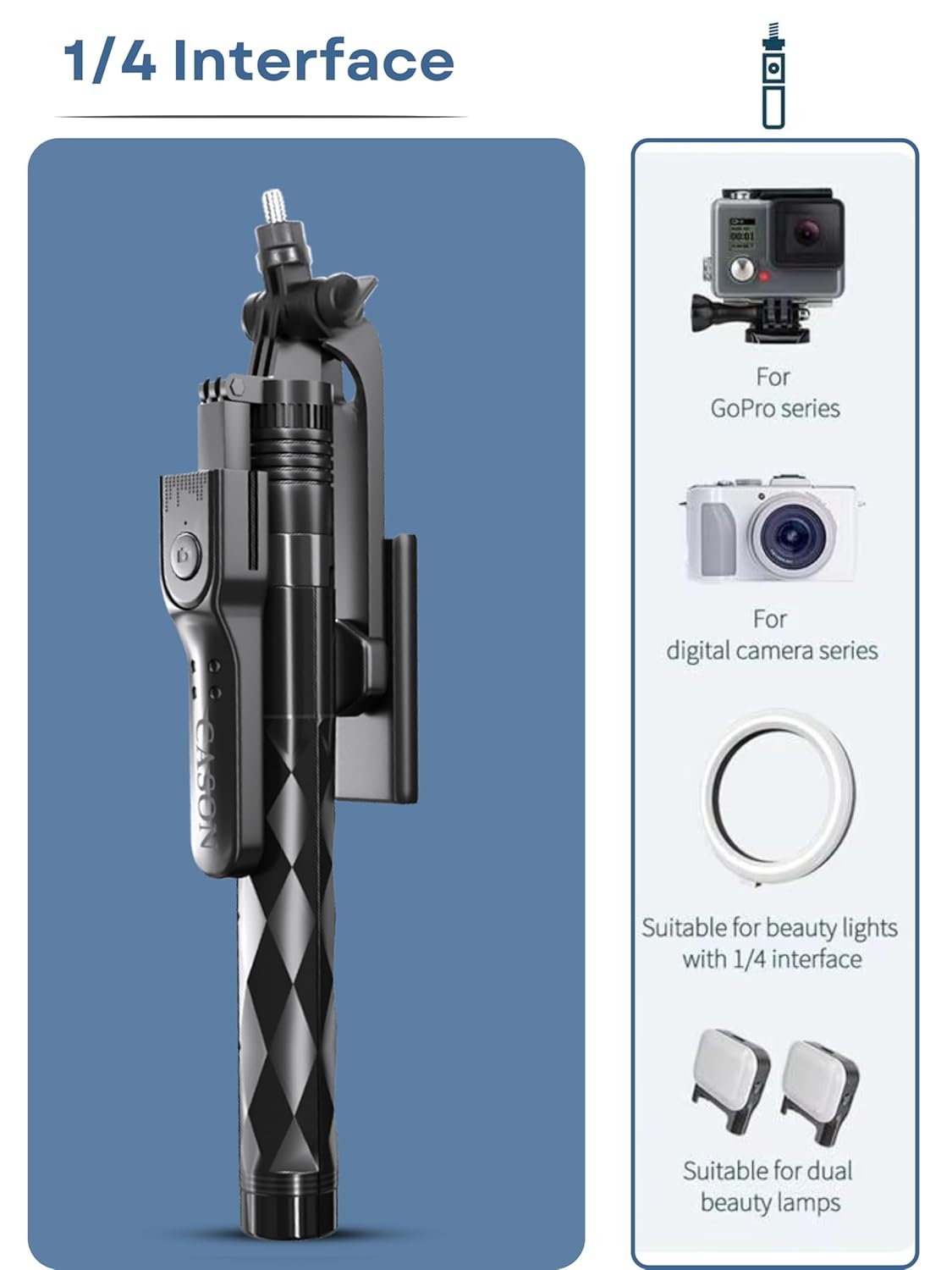 Cason Long 69 Inch Selfie Stick for iPhone & Mobile, Portable Tripod with Bluetooth Remote- Selfie Stand for 2 Mobile Phones (Horizontal,Vertical) & Camera(Black)