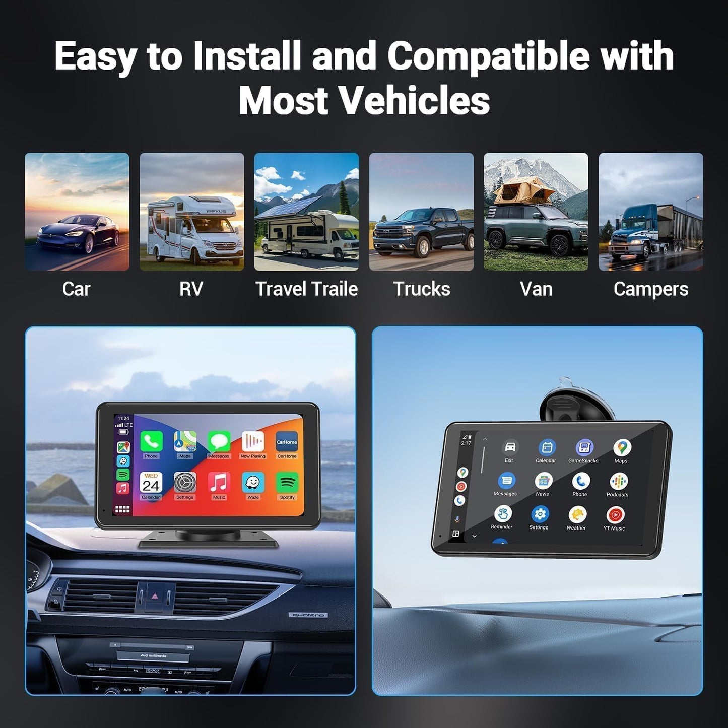 Cason Upgraded Carplay/Car Android System Touch Screen 7-Inch Android Car Stereo Infotainment System IPS LED Display Screen with Voice Control,BT for All Vehicles