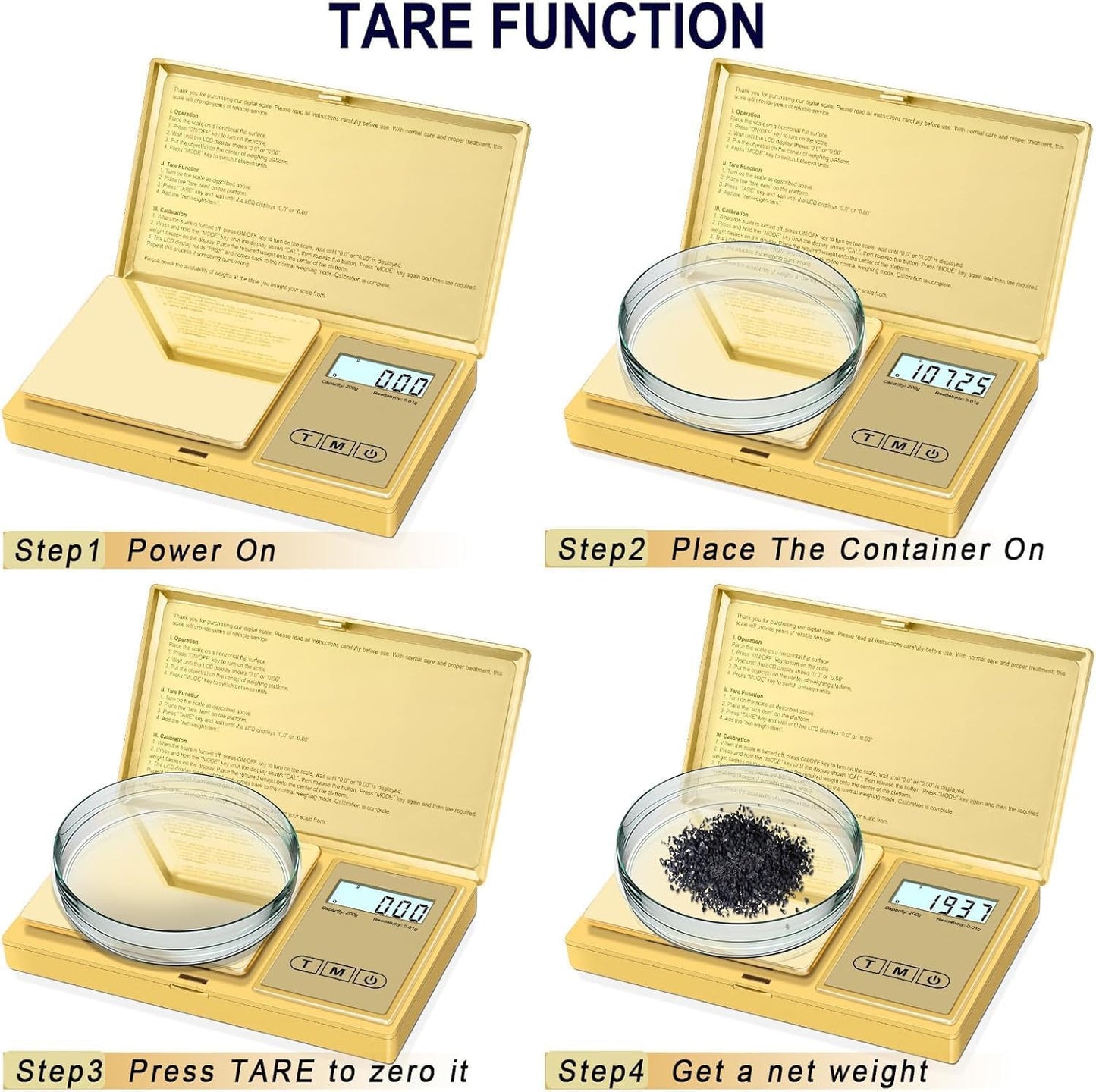 Cason Digital Pocket Scale for Gold Jewellery, Portable Mini Weighing Machine with 0.01G to 500G Precision, Small Grams Measuring Scale for Jewellery, with Auto Calibration, Tare Function(Gold)