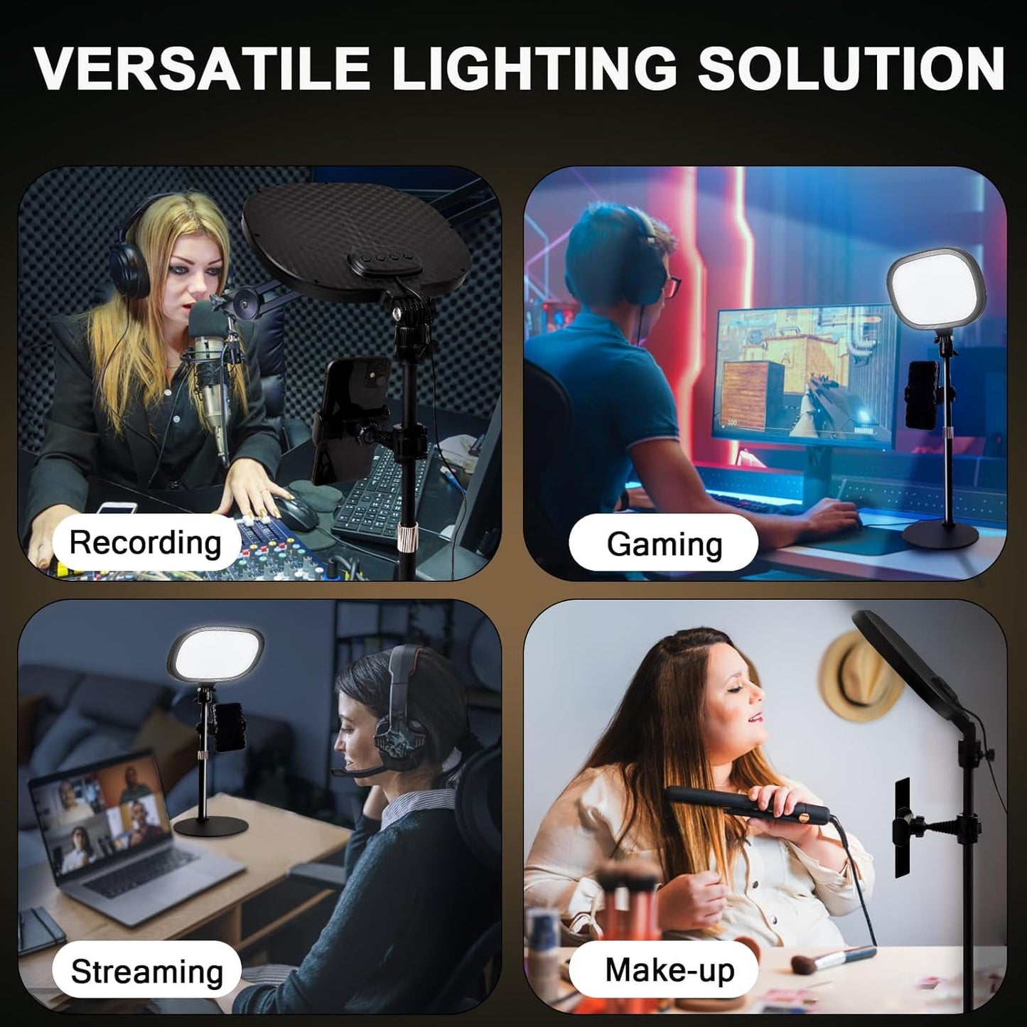 Cason Slab Key Light for Video Shooting YouTube, Tripod Stand with Light Five Color Temperatures 3200K-5600K, Adjustable Brightness 1455 Lumens, CRI 95+ with Extendable Stand for Content Creation.