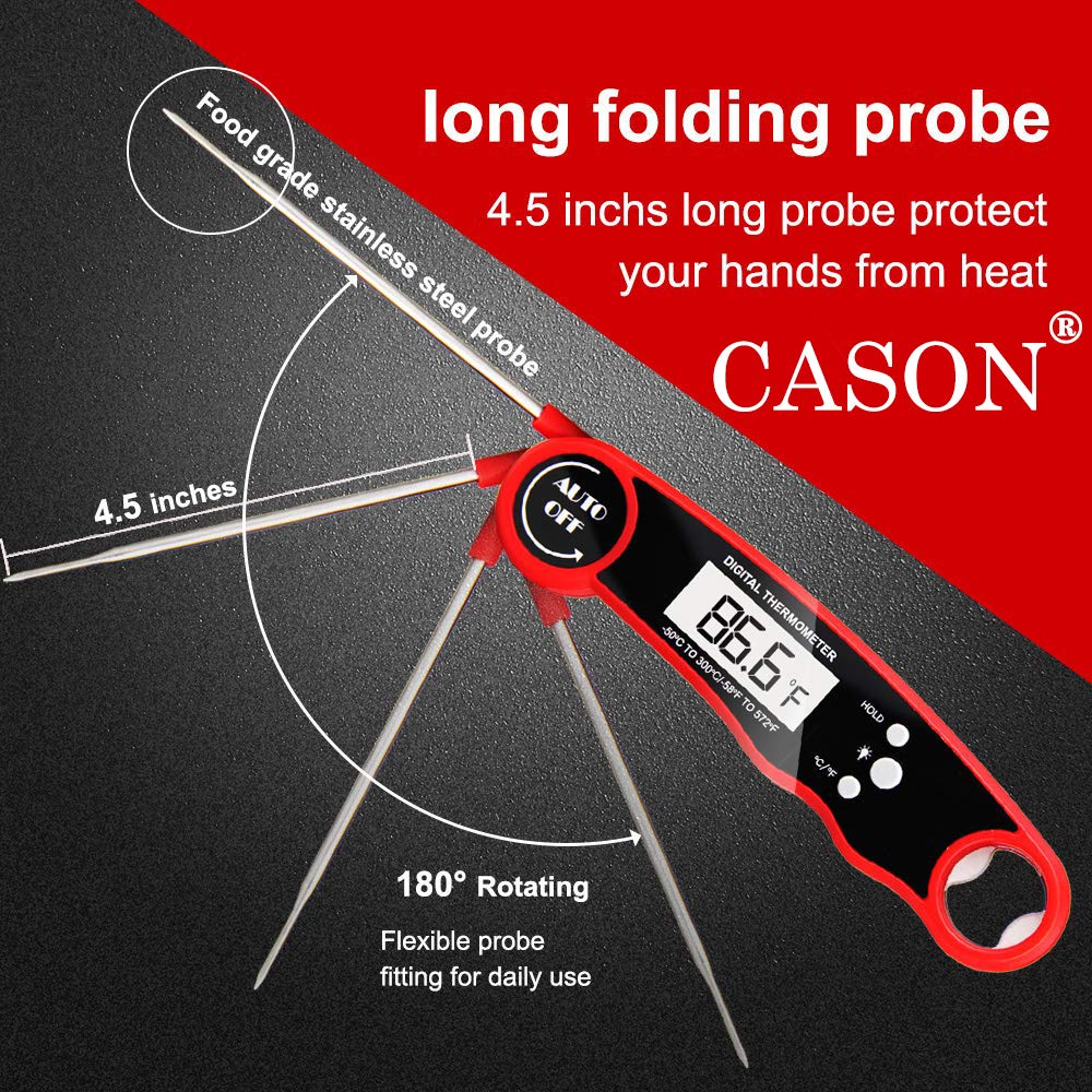 CASON (DEVICE OF C) Plastic -ABS Proffesional Waterproof Digital Lcd Cooking Food Thermometer/Kitchen Thermometer For Cooking Bbq/Barbeque Thermometer Temperature Test Pen (Red), ABS