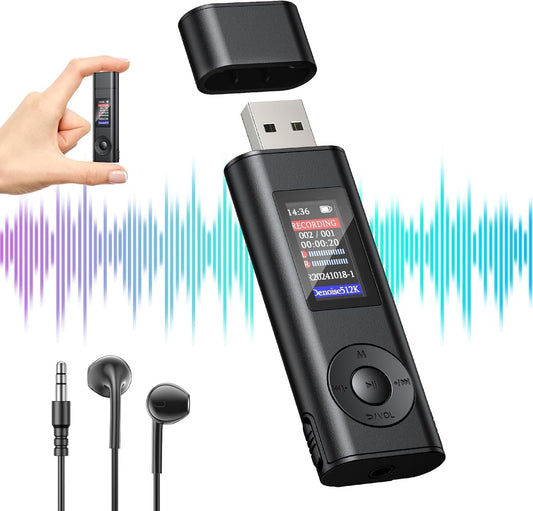 Cason 32GB Voice Recorder Device with AI Noise Reduction & Mp3 Player with Earphones,Audio Recording Device/Voice Recorder Mic Upto 40 Hours for Meetings/Lectures(Black)