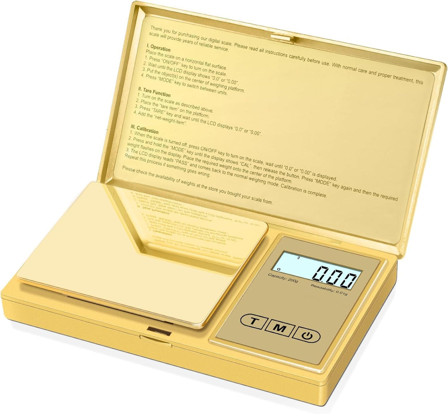 Cason Digital Pocket Scale for Gold Jewellery, Portable Mini Weighing Machine with 0.01G to 500G Precision, Small Grams Measuring Scale for Jewellery, with Auto Calibration, Tare Function(Gold)