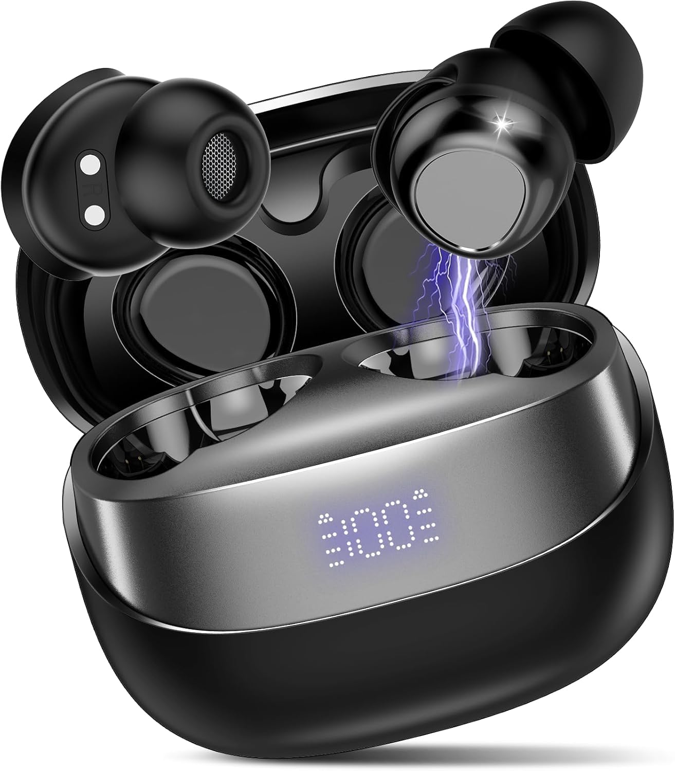 CASON 2 in 1 Ear Plugs for Noise Cancellation & Bluetooth Headphones For Music, Mini Ear Plugs for Sleeping, Studying, & Flight Travel with 24 dB Noise Reduction , IPX7 Waterproof Earphones/ Earbuds with LED Display