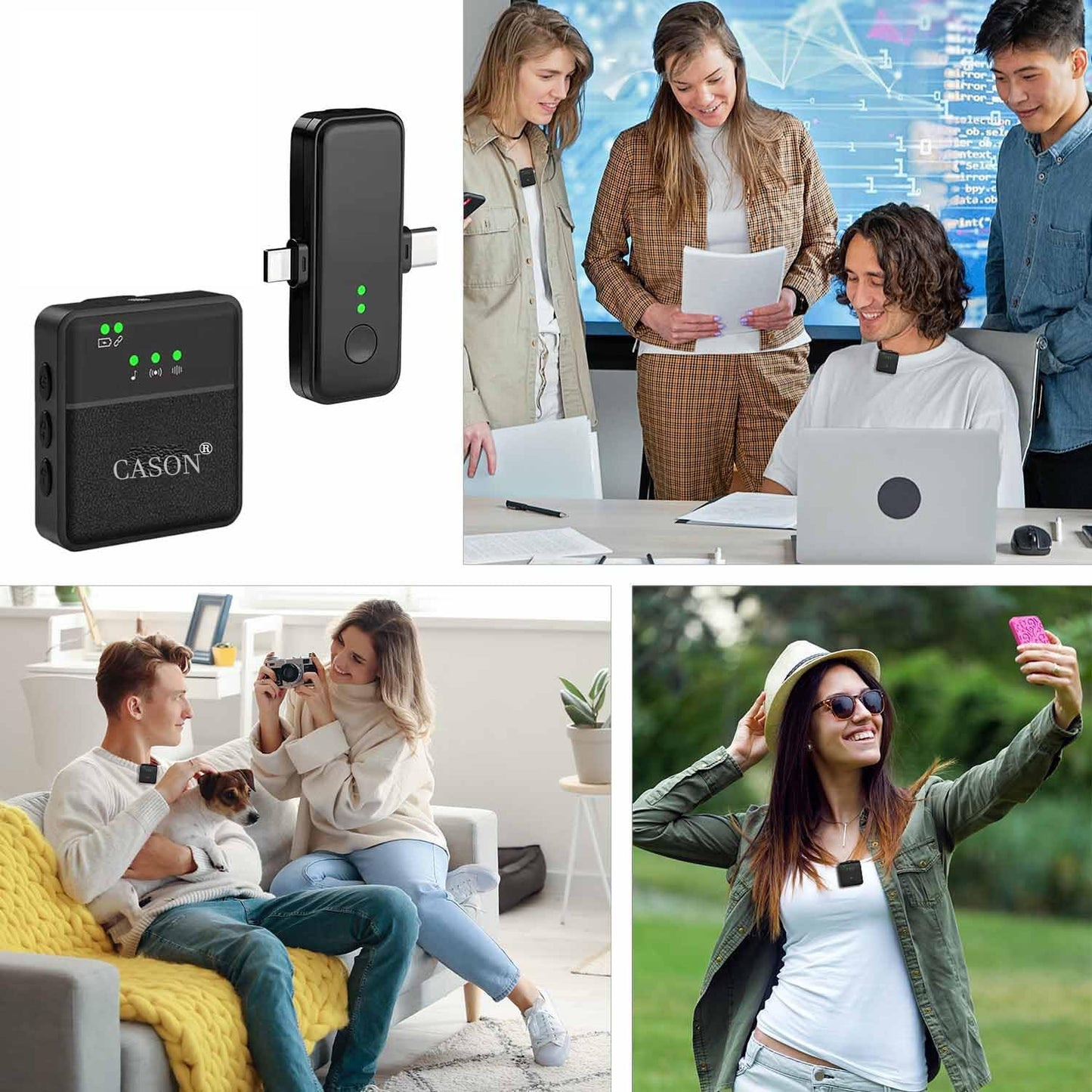 CASON SX8 Wireless Mic for You Tube & Content Creators with Ultra Noise-Cancelling Feature and 20m Long Range Microphone for Vlogging with iPhone/Android Devices(1mic)