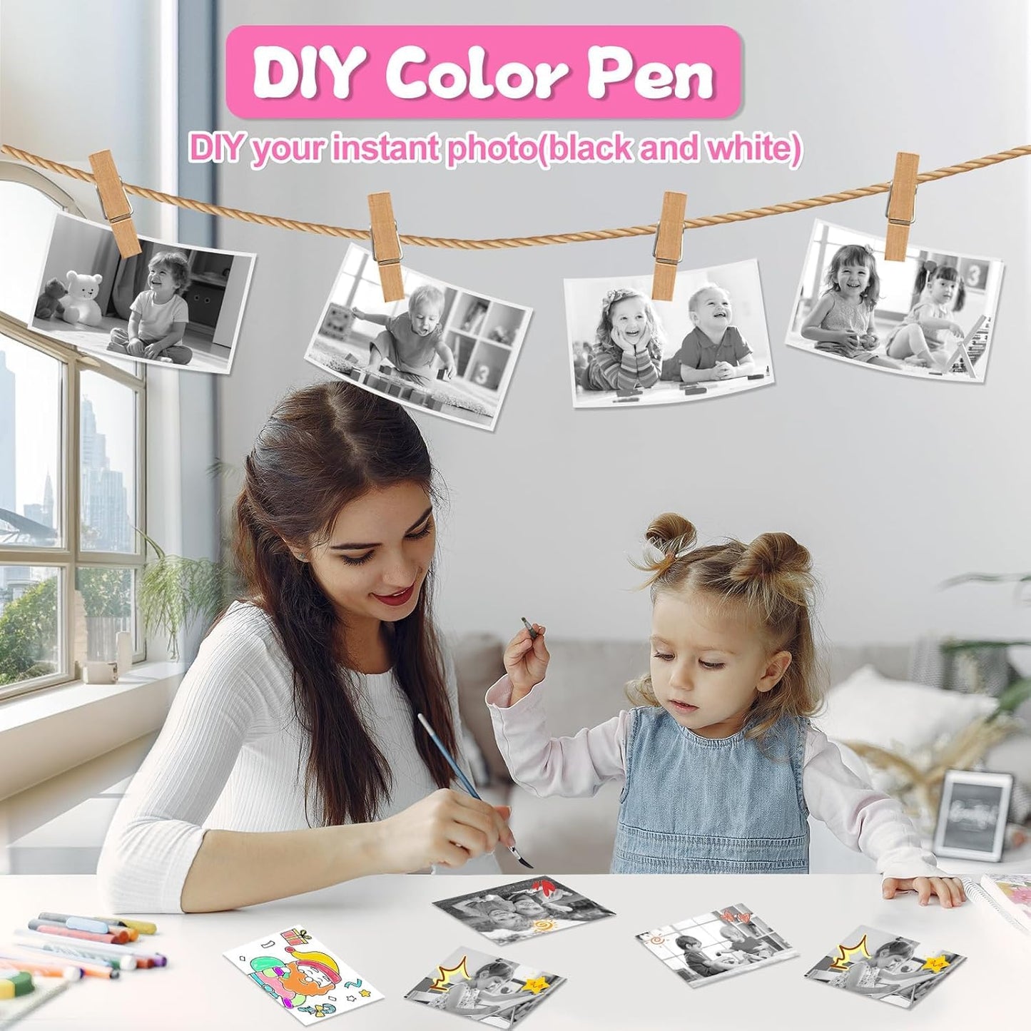 Cason Instant Camera for Kids with Print,1080P HD Instant Photo Camera with Games,3 Print Rolls,Fun Filters for Creativity for 5-15 Years Kids Upto 32GB