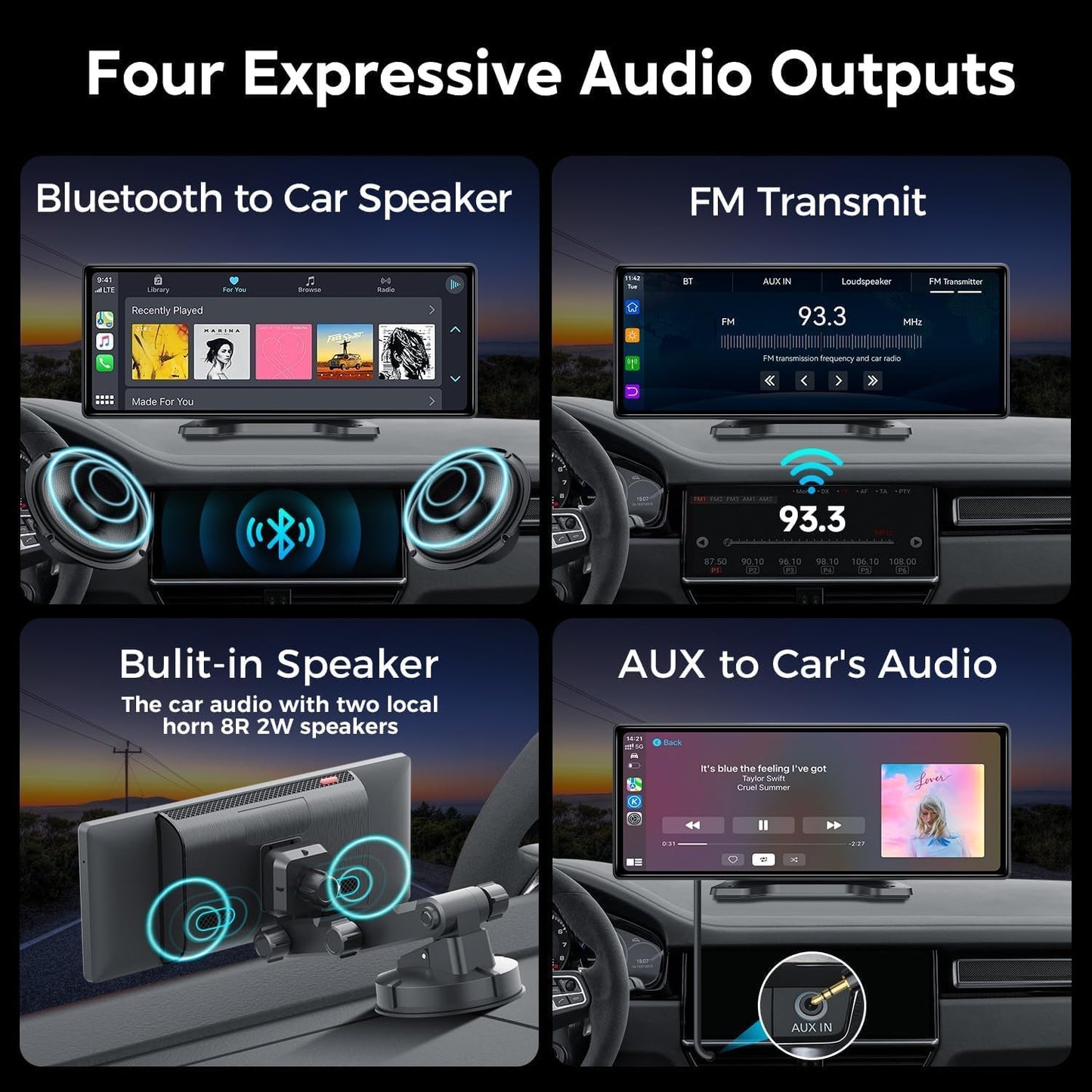Cason Upgraded Carplay/Car Android System Touch Screen 10-Inch Android Car Stereo Infotainment System IPS LED Display Screen with Smart Voice Control,BT for All Vehicle
