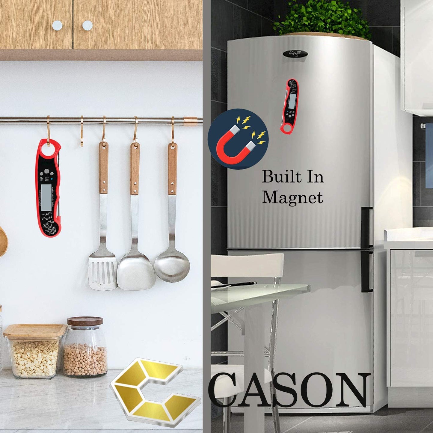 CASON (DEVICE OF C) Plastic -ABS Proffesional Waterproof Digital Lcd Cooking Food Thermometer/Kitchen Thermometer For Cooking Bbq/Barbeque Thermometer Temperature Test Pen (Red), ABS