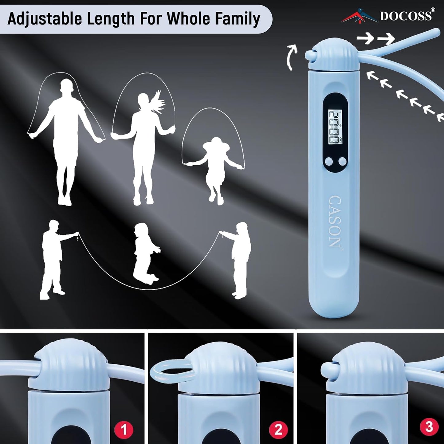 Cason Professional Skipping Rope With Counter for Man,Women,Kids/Sports Speed Skipping Rope With Adjustable Weighted Jump Rope( NO App (only Counter)