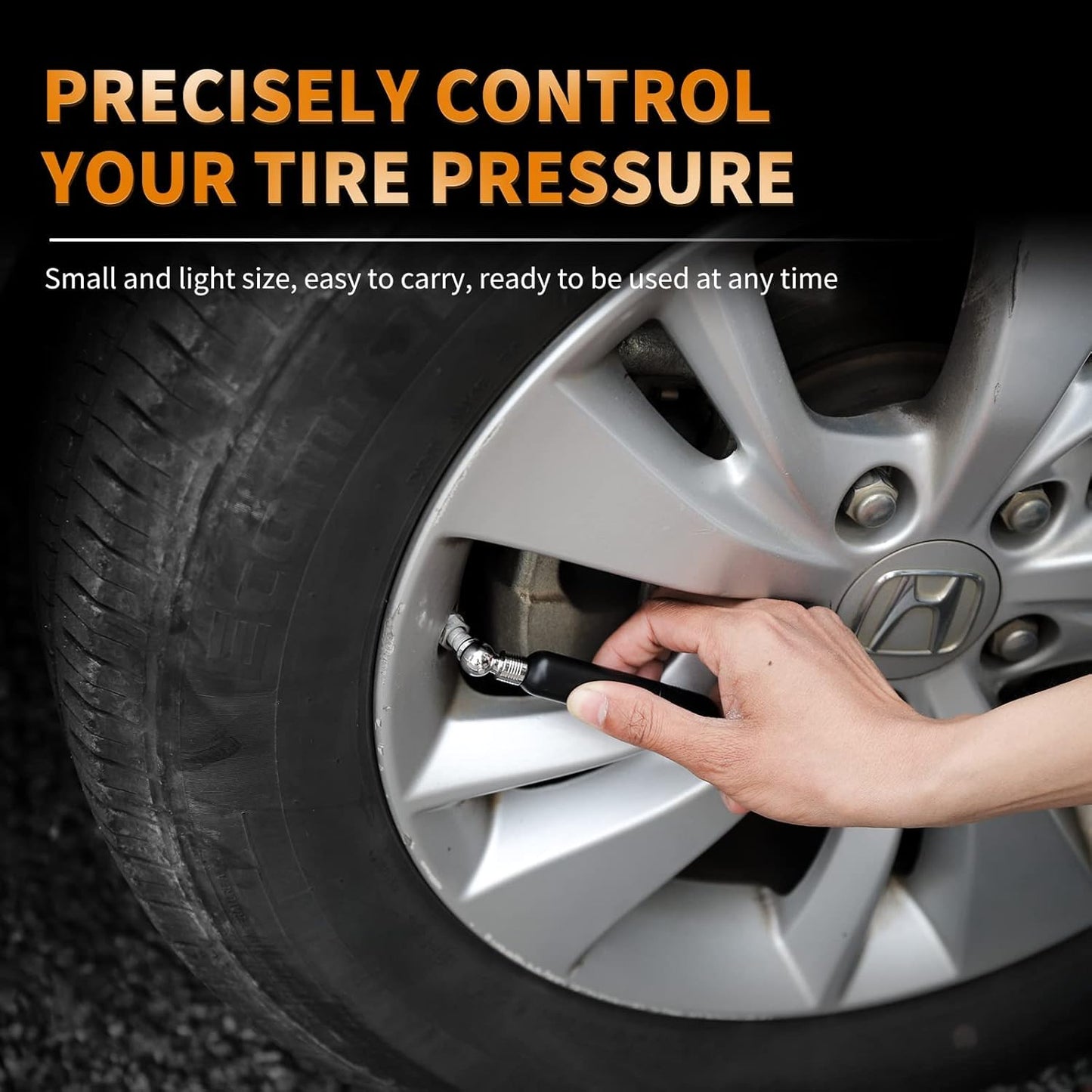 Cason Mini Digital Tyre Pressure Gauge for Cars and Bikes | Accurate Tyre Pressure Monitoring with Backlit LCD for Real-Time Readings(Black)