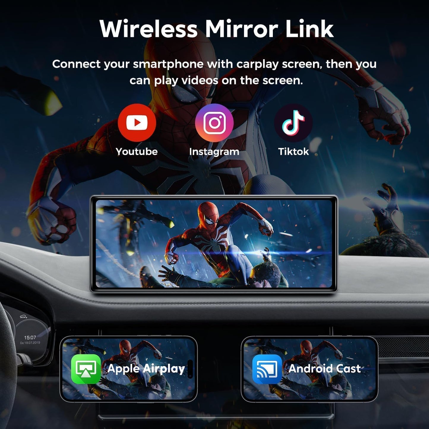 Cason Upgraded Carplay Android System Touch Screen 10-Inch Android Car Stereo Infotainment System IPS LED Car Display Screen with Rear Camera,Voice Control,BT for All Vehicle