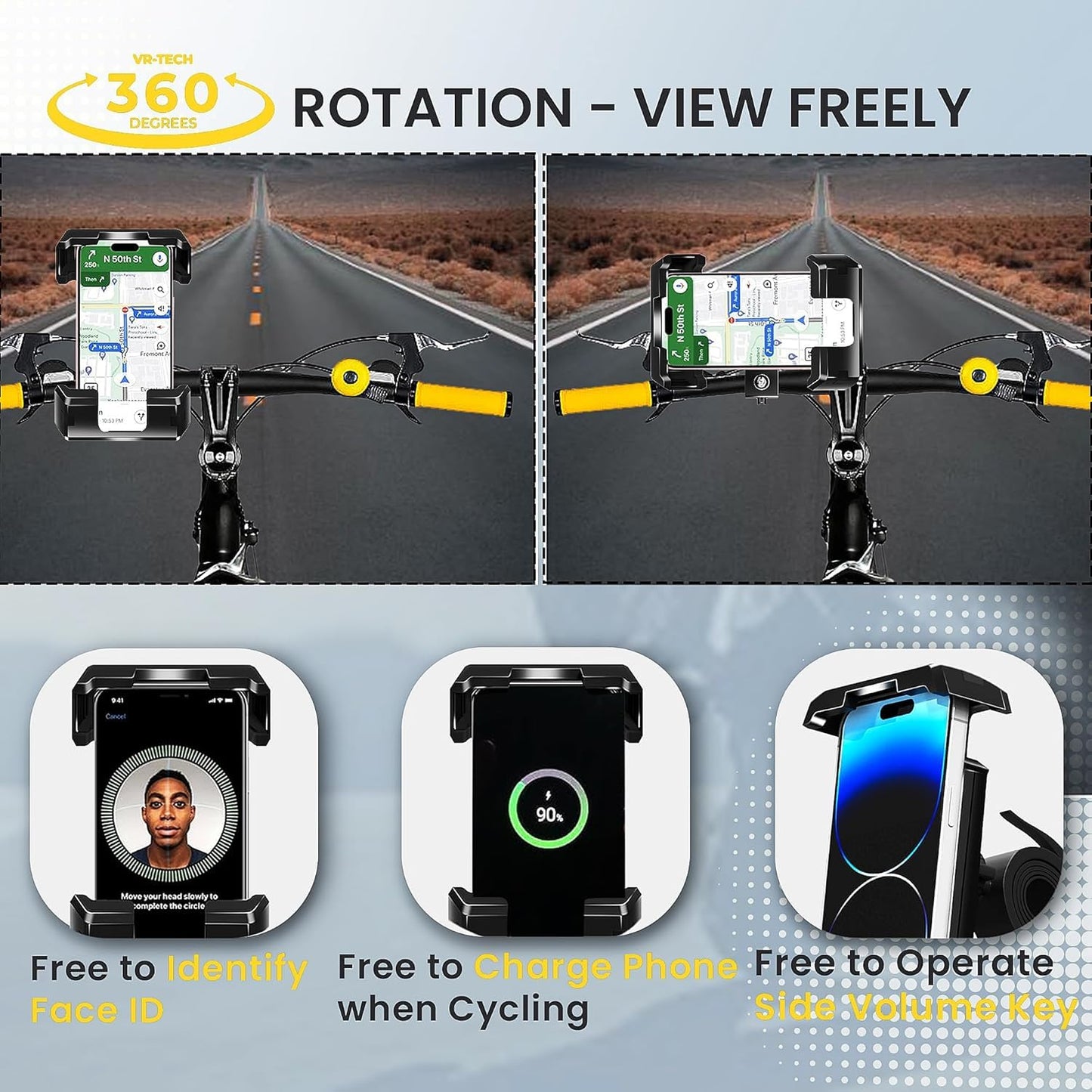 CASON Mobile Holder for Bikes,Scooty/Cycle Phone Holder Mount,with Shock Absorbtion,Switch Lock Behind,Cushioning Pads,360° Rotation for Handlebar Compatible with All Phones