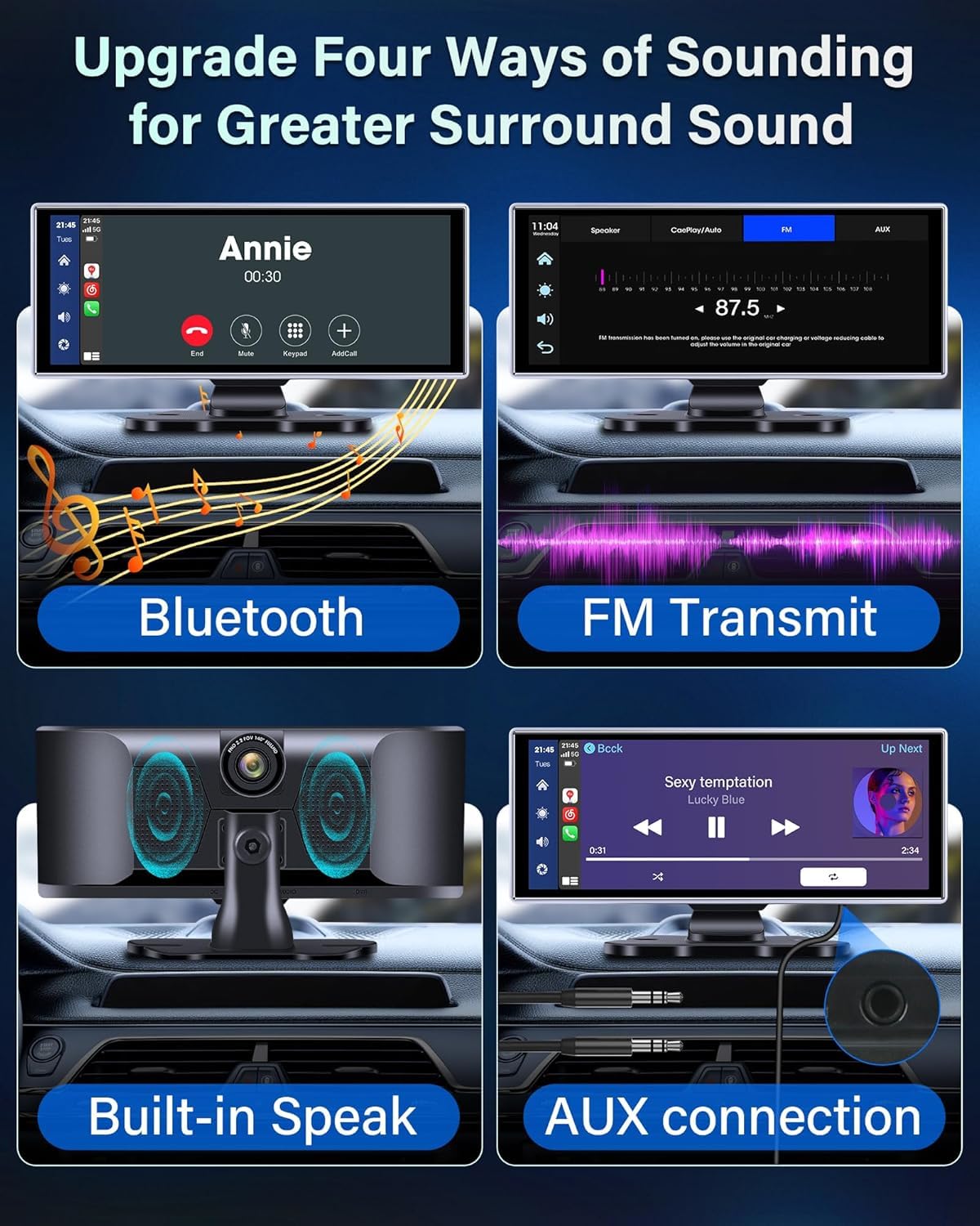 Cason Upgraded Carplay/Car Android System Touch Screen 10-Inch with 4K Dash Cam &1080p Rear Camera,Android Car Stereo Infotainment System IPS LED Display Screen with Voice Control,BT for All Vehicles