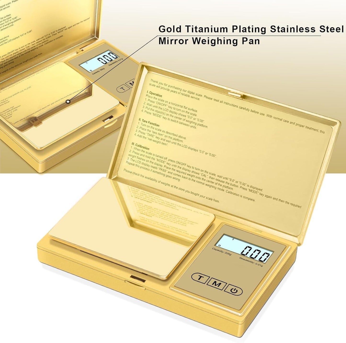 Cason Digital Pocket Scale for Gold Jewellery, Portable Mini Weighing Machine with 0.01G to 500G Precision, Small Grams Measuring Scale for Jewellery, with Auto Calibration, Tare Function(Gold)