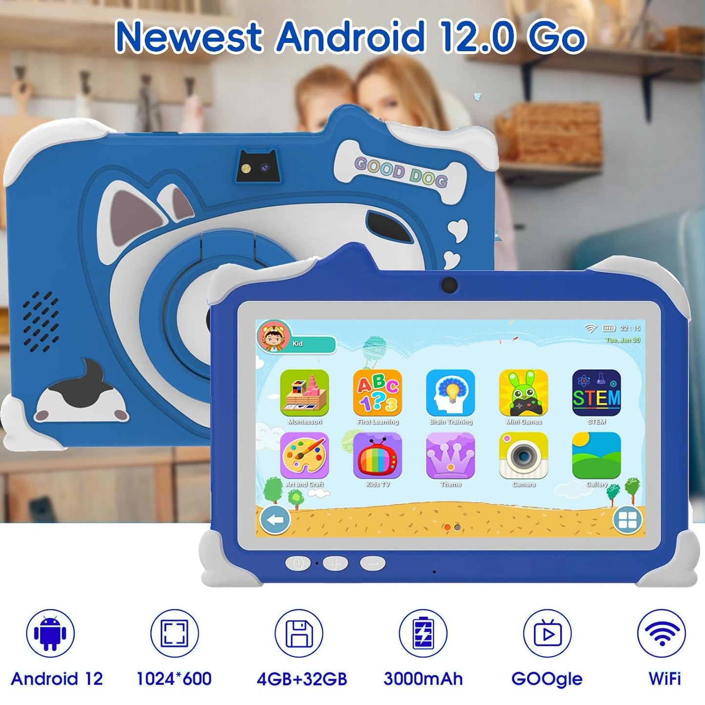CASON 7 inch Kid Tablet for Study 5-12 Years Age,4GB+32GB Android Tab for Kids,Mini Tablet with Shockproof Case,FHD Eye Comfort Display,Parental Control, Games & Education for Boys, Girls