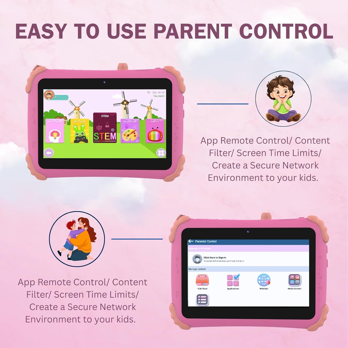 CASON 7 inch Kid Tablet for Study 5-12 Years Age,4GB+32GB Android Tab for Kids,Mini Tablet with Shockproof Case,FHD Eye Comfort Display,Parental Control, Games & Education for Boys, Girls