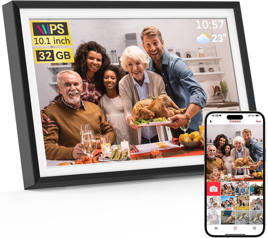 Cason x Frameo- 10.1 inch Digital Photo Frame for Wall & Table, Built in 32 GB Memory with 1280x800 IPS LCD Touchscreen via Frameo APP, WiFi Enabled Digital Frame with Slideshow, Auto-Rotate Feature