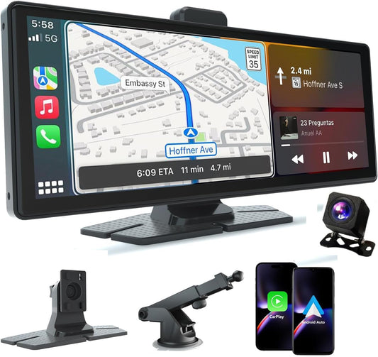 Cason Upgraded Carplay Android System Touch Screen 10-Inch Android Car Stereo Infotainment System IPS LED Car Display Screen with Rear Camera,Voice Control,BT for All Vehicle