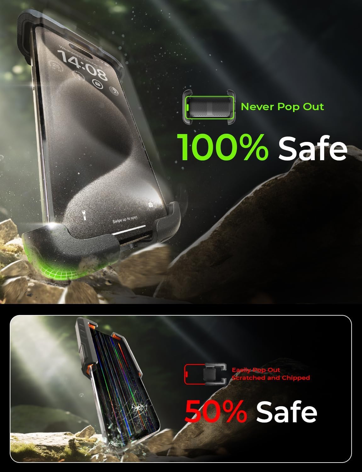 CASON Mobile Holder for Bikes/Phone Stand for Scooty with Rear Mirror Mount,Anti-Shake,Switch Lock Behind,Cushioning Pads,360° Rotation for Handlebar Compatible with All Phones