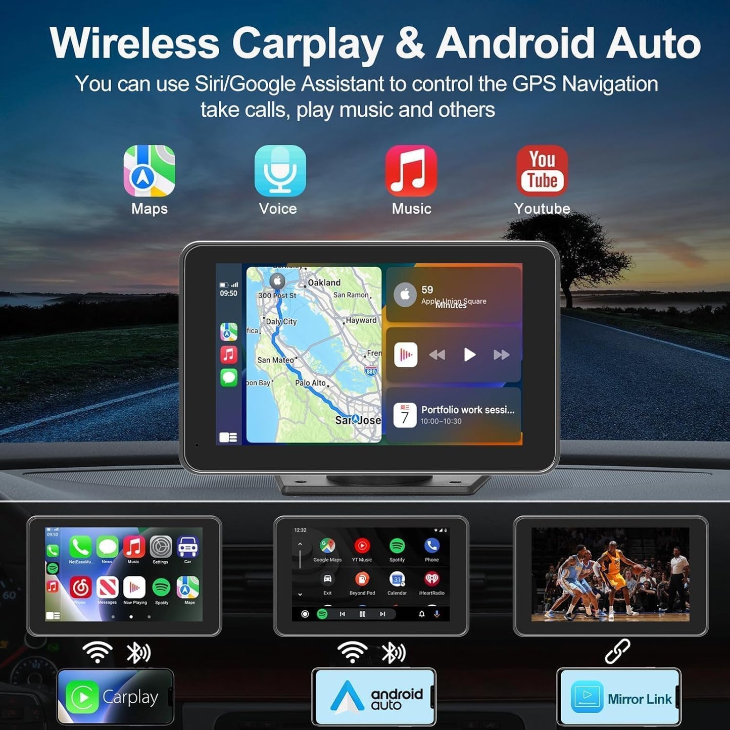 Cason Upgraded Carplay/Car Android System Touch Screen 7-Inch Android Car Stereo Infotainment System IPS LED Display Screen with Voice Control,BT for All Vehicles