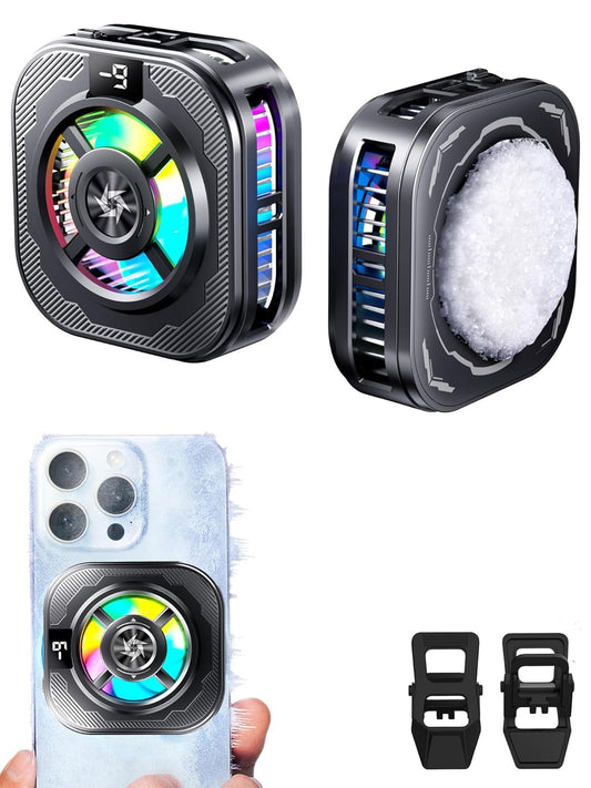 Cason Phone Cooler for Gaming – MagSafe + Clamp Mounting| Mobile Cooling Fan for iPhone & Android with RGB Light & Semi conductor|Reaches -9°C |Dual Mode Mobile Gaming Cooler with Temperature Display
