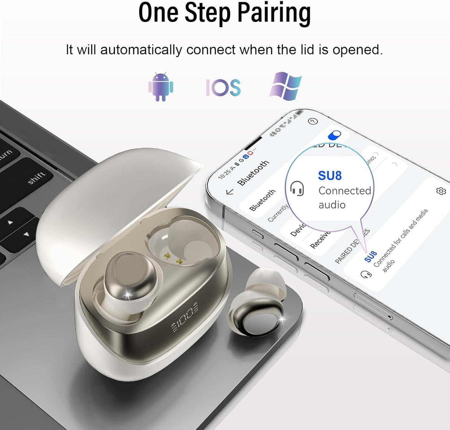CASON 2 in 1 Ear Plugs for Noise Cancellation & Bluetooth Headphones For Music, Mini Ear Plugs for Sleeping, Studying, & Flight Travel with 24 dB Noise Reduction , IPX7 Waterproof Earphones/ Earbuds with LED Display