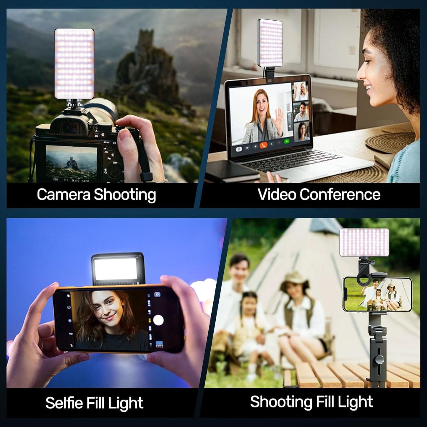 Cason 2 in 1 Portable Light for Video Shooting YouTube -Dimmable 2500-9900K Photography Camera Light/Ring Light for Phone,Clip On Laptop Lights-Rechargeable 3000mAh Battery