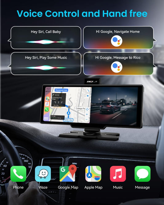 Cason Upgraded Carplay/Car Android System Touch Screen 10-Inch with 4K Dash Cam &1080p Rear Camera,Android Car Stereo Infotainment System IPS LED Display Screen with Voice Control,BT for All Vehicles