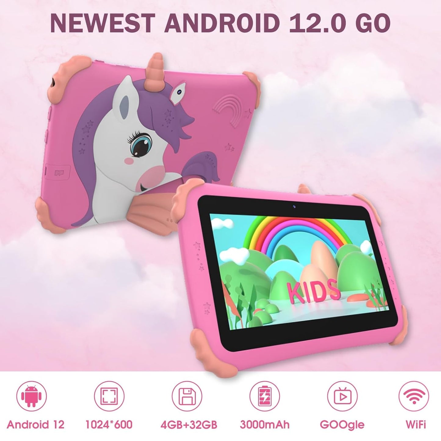 CASON 7 inch Kid Tablet for Study 5-12 Years Age,4GB+32GB Android Tab for Kids,Mini Tablet with Shockproof Case,FHD Eye Comfort Display,Parental Control, Games & Education for Boys, Girls