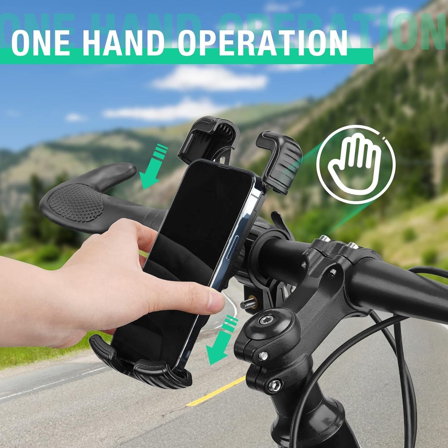 CASON -Mobile Holder for Bikes,Scooty/Cycle Phone Holder Mount,Anti-Shake Design,Switch Lock Behind,Cushioning Pads,360° Rotation for Handlebar Compatible with All Phones for Maps,GPS(Black)