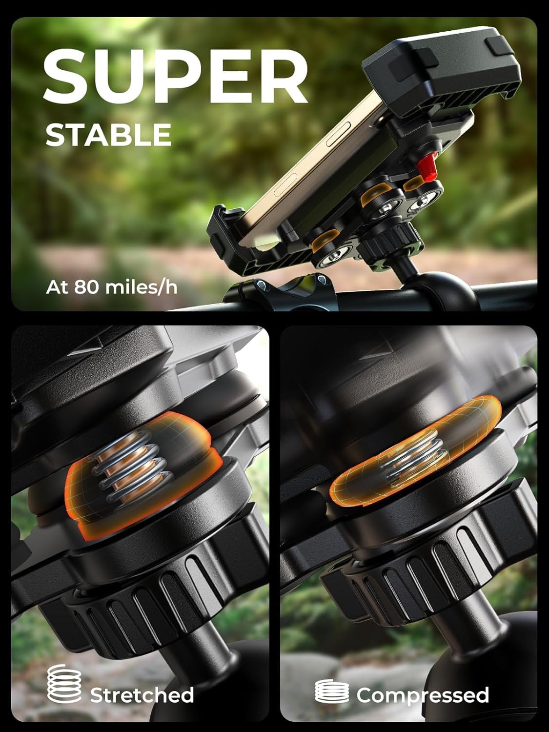 CASON Mobile Holder for Bikes,Scooty/Cycle Phone Holder Mount,with Shock Absorbtion,Switch Lock Behind,Cushioning Pads,360° Rotation for Handlebar Compatible with All Phones