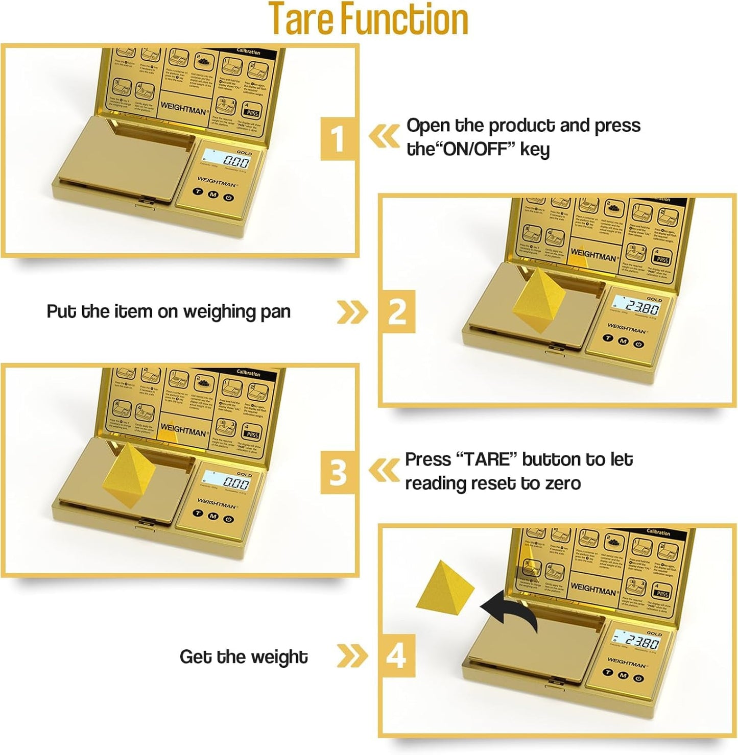 Cason Digital Pocket Scale for Gold Jewellery, Portable Mini Weighing Machine with 0.01G to 500G Precision, Small Grams Measuring Scale for Jewellery, with Auto Calibration, Tare Function(Gold)