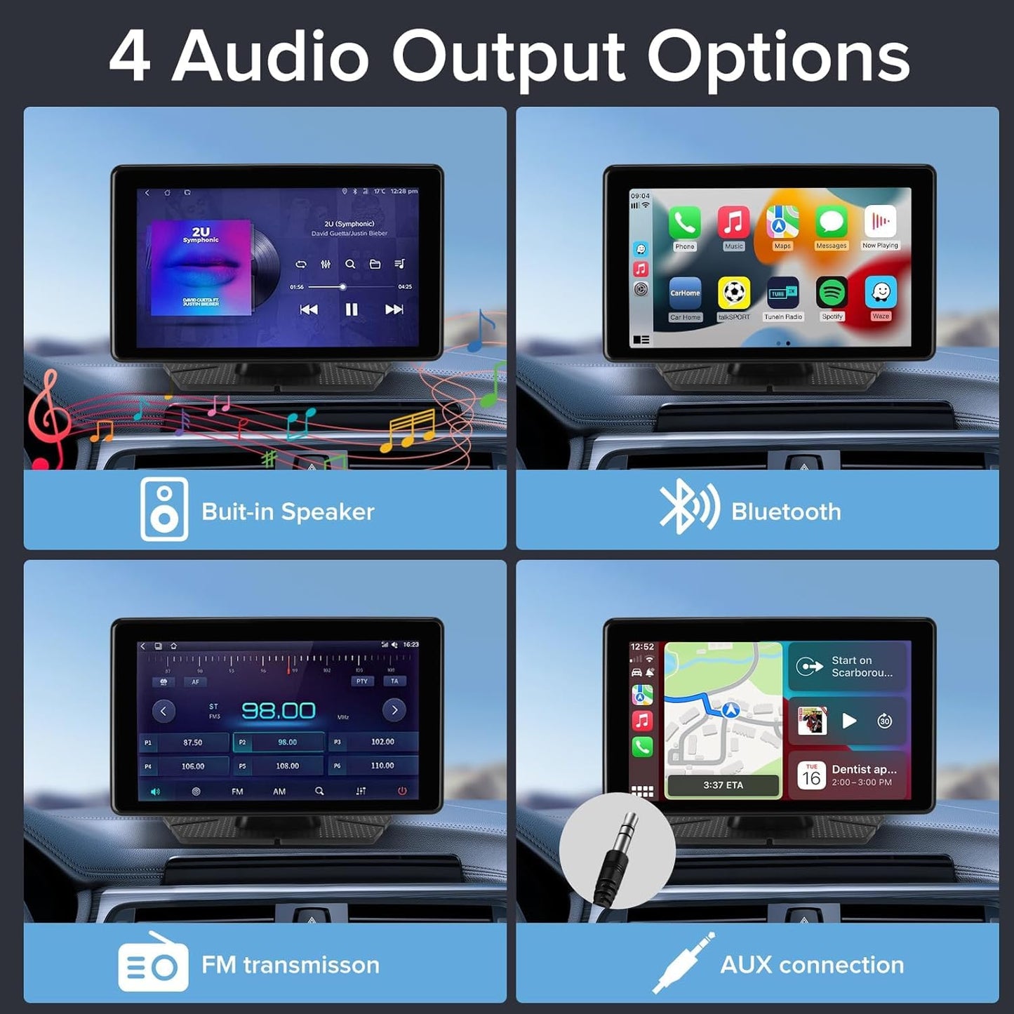 Cason Upgraded Carplay/Car Android System Touch Screen 7-Inch Android Car Stereo Infotainment System IPS LED Display Screen with Voice Control,BT for All Vehicles