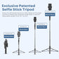 Cason Long 69 Inch Selfie Stick for iPhone & Mobile, Portable Tripod with Bluetooth Remote- Selfie Stand for 2 Mobile Phones (Horizontal,Vertical) & Camera(Black)