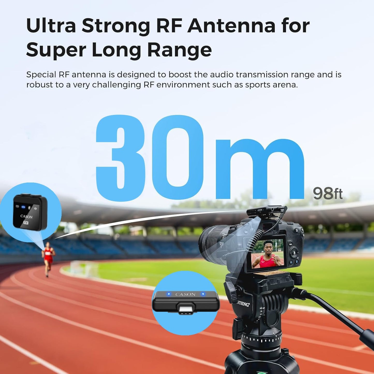CASON SX23 Wireless Mic for You Tube & Content Creators with 3 Level Ultra Noise-Cancelling Feature and Charging Case, Microphone for Vlogging with iPhone/Android Devices (2 Mic)