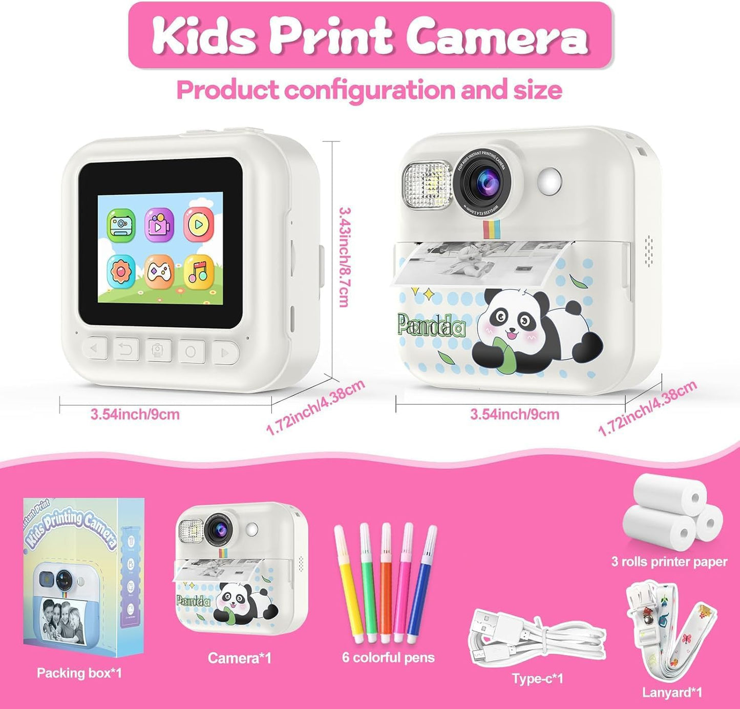 Cason Instant Camera for Kids with Print,1080P HD Instant Photo Camera with Games,3 Print Rolls,Fun Filters for Creativity for 5-15 Years Kids Upto 32GB
