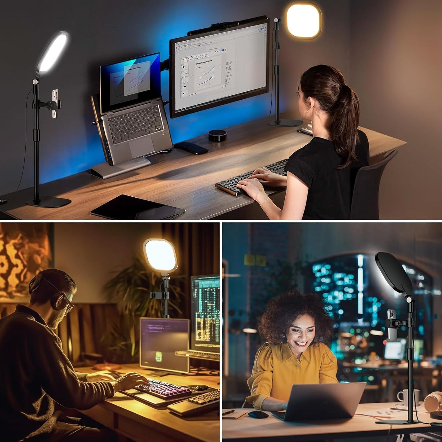 Cason Slab Key Light for Video Shooting YouTube, Tripod Stand with Light Five Color Temperatures 3200K-5600K, Adjustable Brightness 1455 Lumens, CRI 95+ with Extendable Stand for Content Creation.