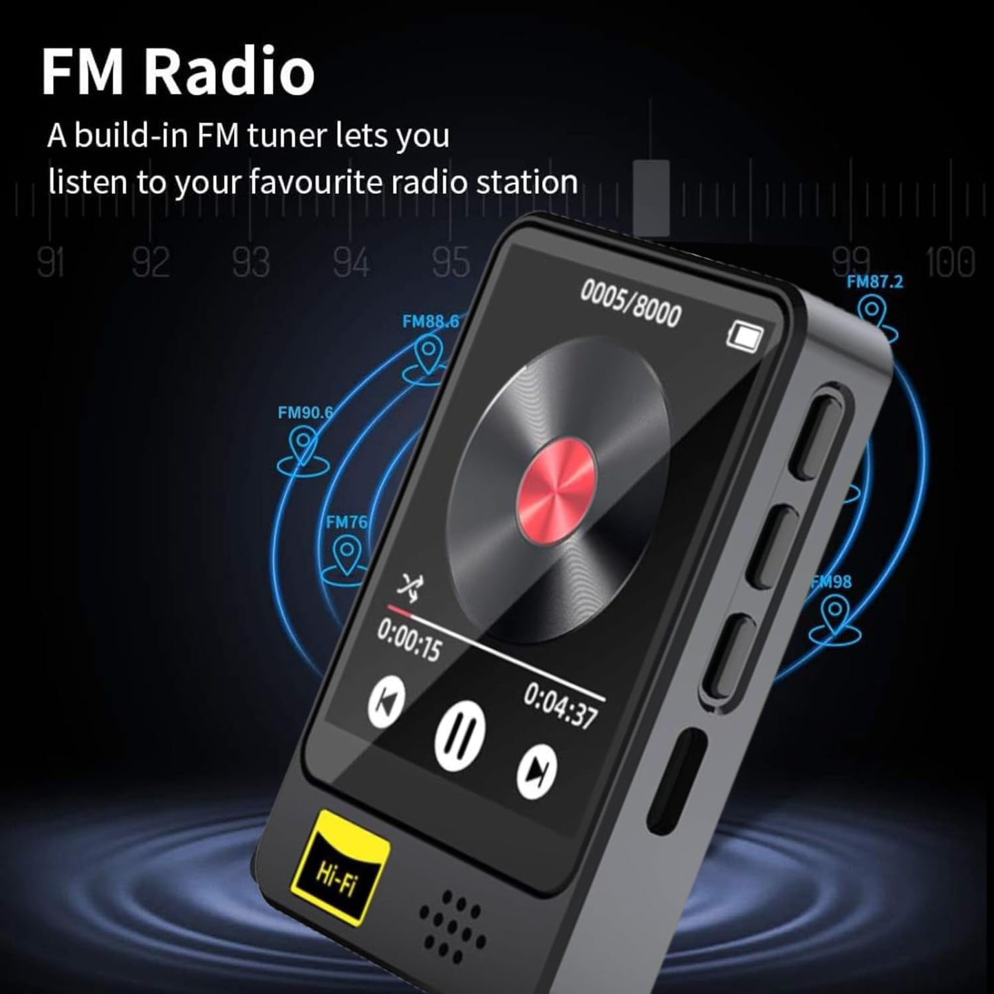 Cason 32GB Mini MP3 Music Player with Bluetooth,Touch Screen, Video Playback – Pocket-Sized MP3 Player for Voice Recording,Fm Radio & Music on the Go-Expanded Up to 128GB (Black)