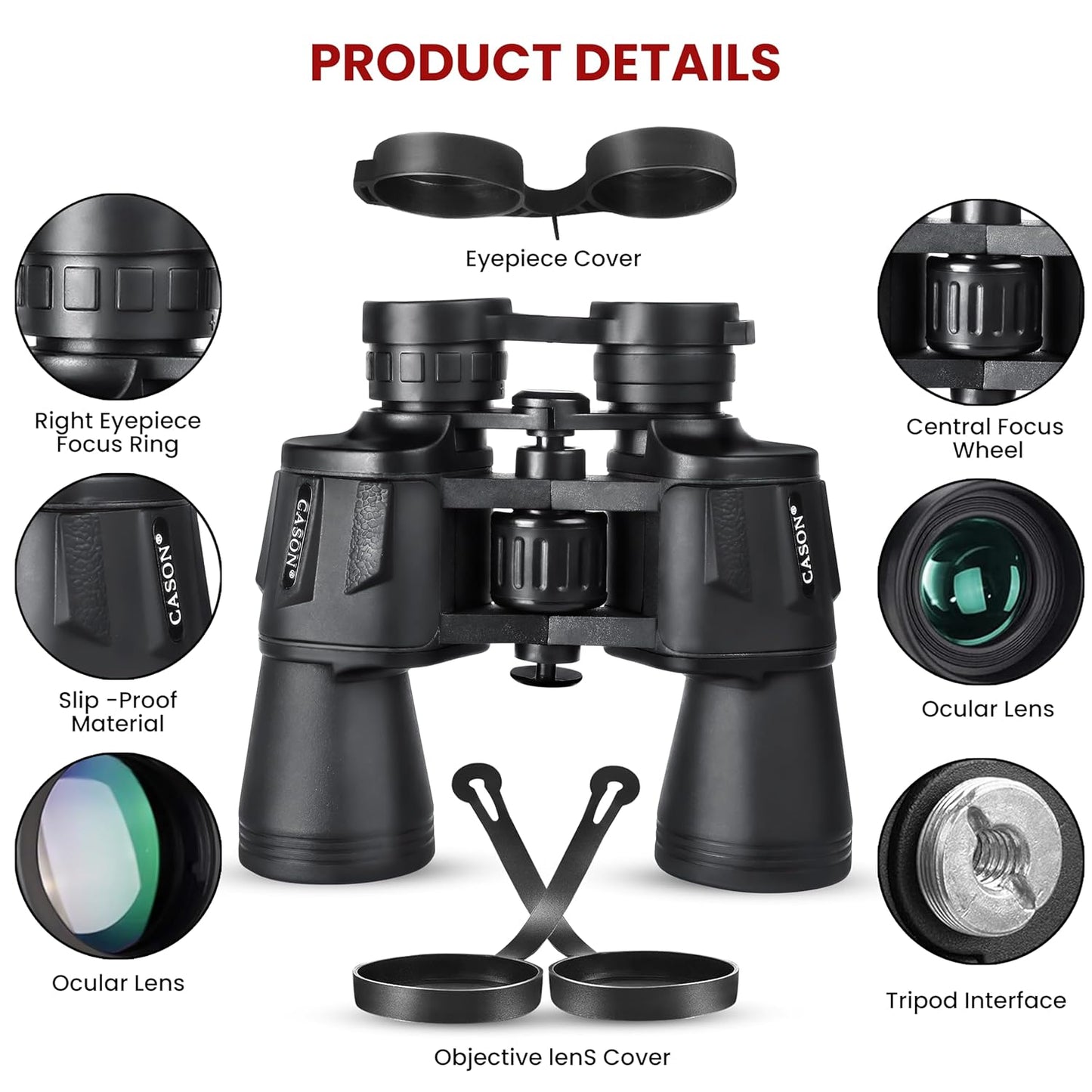 Cason -Binoculars for Long Distance 10 x 50 Binocular for Adults | Wide Eye Peice | FMC Green Coating | BAK 4 Glass | Binoculars for Bird Watching,Wildlife,Safari (Black)