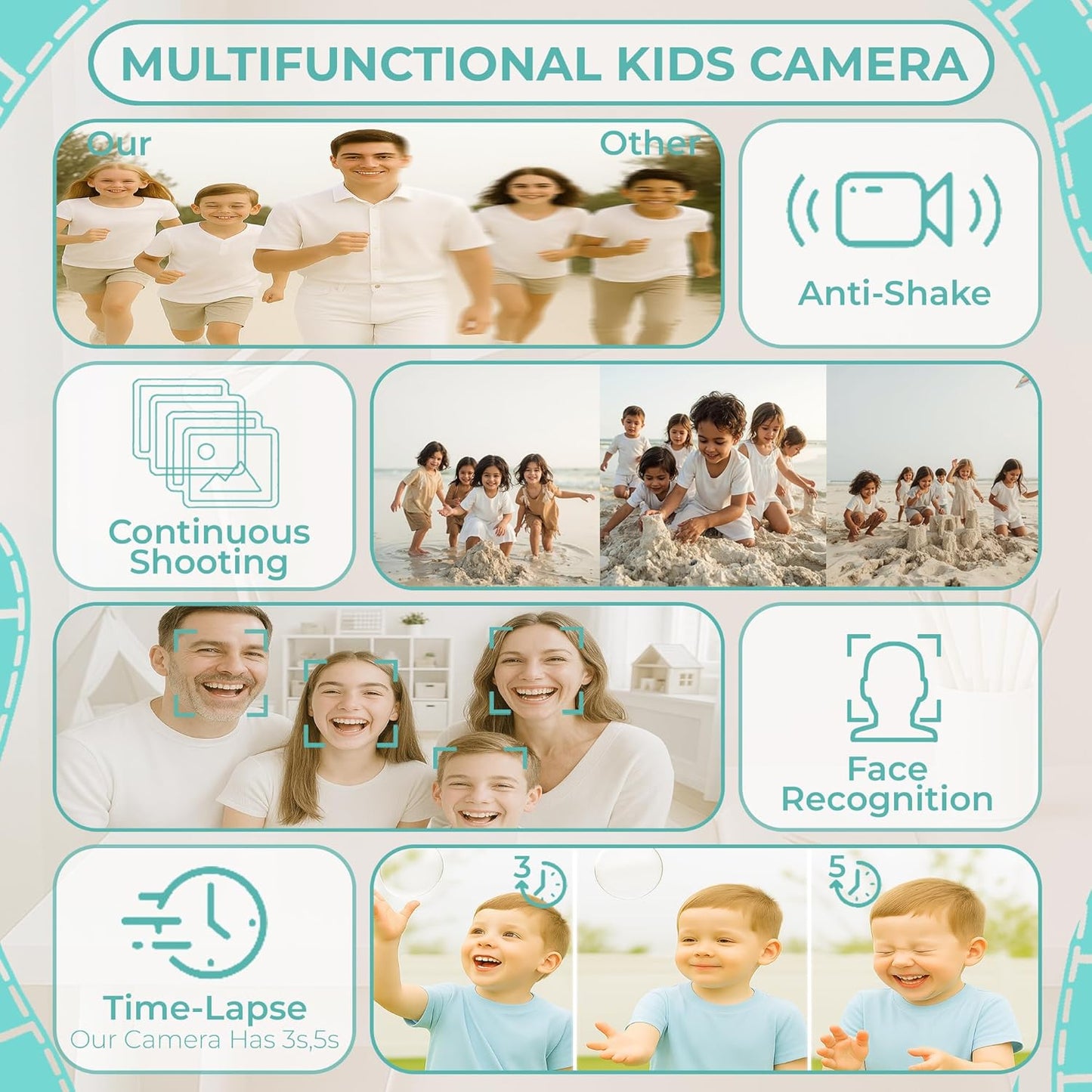 Cason 48MP Digital Camera for Kids-Real Photo & Video Mini Camera for Photography 2.4” Rotating Screen, Built in Games Kids Cameras for 5-15 Years Girls & Boys(Upto 64GB Memory)