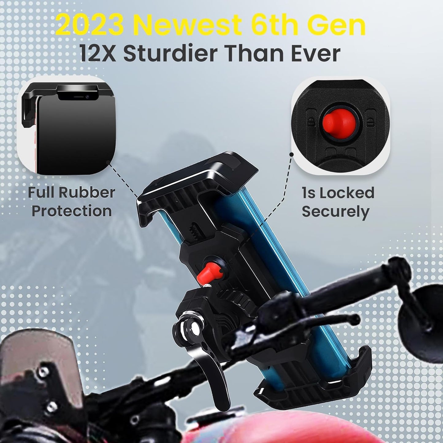 CASON -Mobile Holder for Bikes,Scooty/Cycle Phone Holder Mount,Anti-Shake Design,Switch Lock Behind,Cushioning Pads,360° Rotation for Handlebar Compatible with All Phones for Maps,GPS(Black)