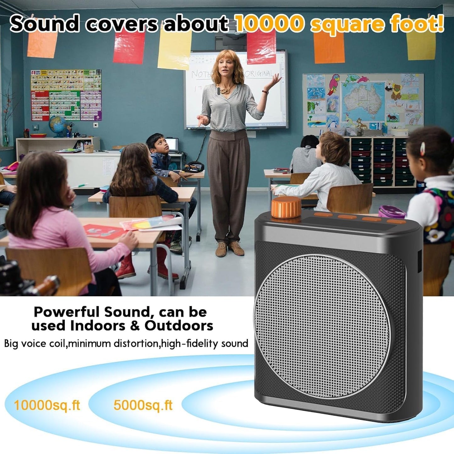 Cason Wireless Voice Amplifier for Teachers with 2 Mic for Teaching in Classroom & Magnetic Lavalier,16 Hour Battery, Bluetooth Collar Mic with Speaker for Tour Guides, Meeting