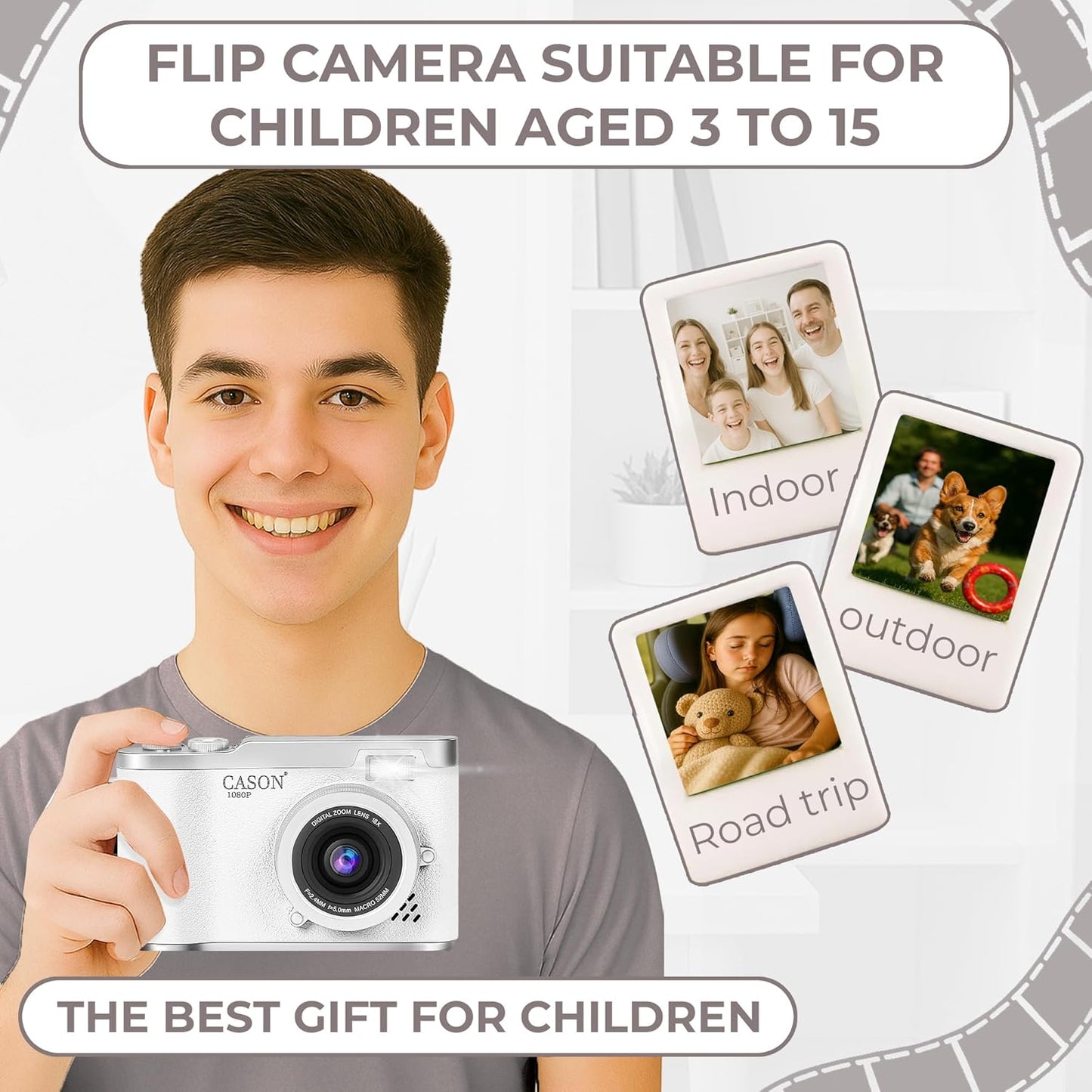 Cason 48MP Digital Camera for Kids-Real Photo & Video Mini Camera for Photography 2.4” Rotating Screen, Built in Games Kids Cameras for 5-15 Years Girls & Boys(Upto 64GB Memory)