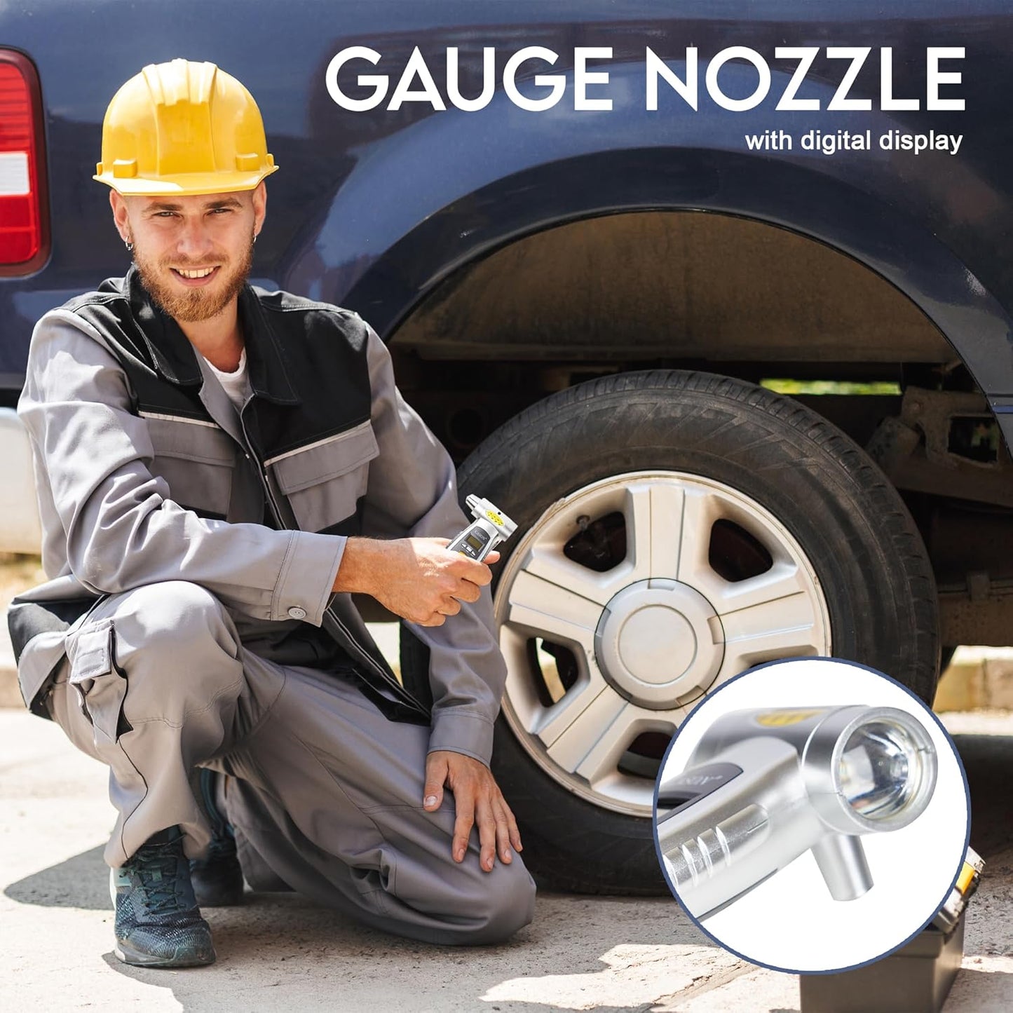 Cason 4 in 1 Digital Tyre Pressure Gauge With Car Window Hammer, Seat belt Cutter, Flashlight| Tyre pressure monitoring for Real-Time Readings