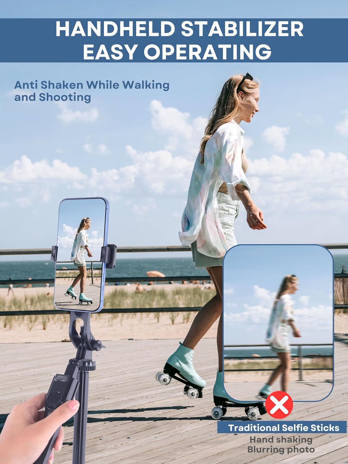 Cason Long 69 Inch Selfie Stick for iPhone & Mobile, Portable Tripod with Bluetooth Remote- Selfie Stand for 2 Mobile Phones (Horizontal,Vertical) & Camera(Black)